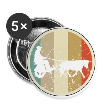 Pferdekutsche Kutsche Kutscher Pferdekarren - Buttons groß 56 mm (5er Pack) - Weiß - Vorne