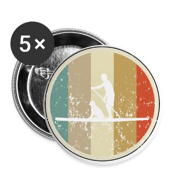 SUP mit Hund Stand Up Paddling Paddle - Buttons groß 56 mm (5er Pack) - Weiß - Vorne