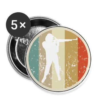 Sportschützin mit Gewehr Langwaffe - Buttons groß 56 mm (5er Pack) - Weiß - Vorne