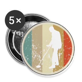 Schatzsucher mit Metalldetektor Sondengänger - Buttons groß 56 mm (5er Pack) - Weiß - Vorne