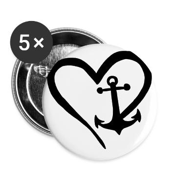 Kapitän Herz Schiff Segel Segeln Boot Opa Segler - Buttons groß 56 mm (5er Pack) - Weiß - Vorne