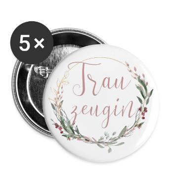 Team Braut-Trauzeugin-personalisierbar - Buttons groß 56 mm (5er Pack) - Weiß - Vorne