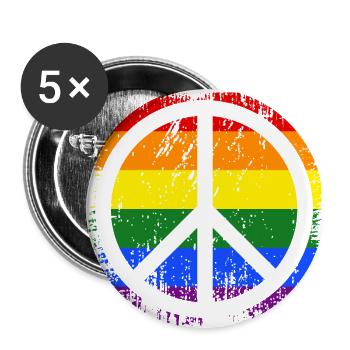 Signe de paix Arc-en-ciel - Lot de 5 grands badges (56 mm) - blanc - Devant