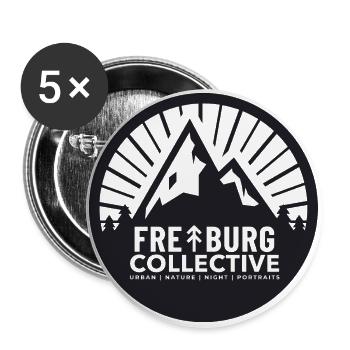 Freiburg Collective (Logo Schwarz) - Buttons groß 56 mm (5er Pack) - Weiß - Vorne