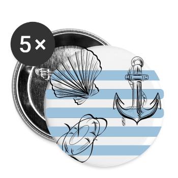 Beach and Sea Design - Buttons large 2.2''/56 mm (5-pack) - white - Front