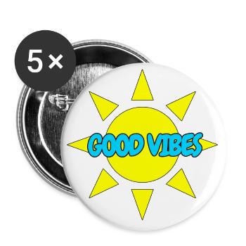 GOOD VIBES - Buttons large 2.2''/56 mm (5-pack) - white - Front
