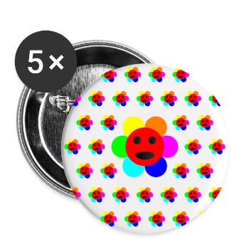 Psycho-Flower - Optical Art - Buttons groß 56 mm (5er Pack) - Weiß - Vorne