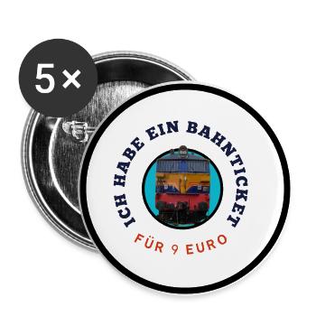 Ich habe ein Bahnticket für 9 Euro III - Buttons groß 56 mm (5er Pack) - Weiß - Vorne