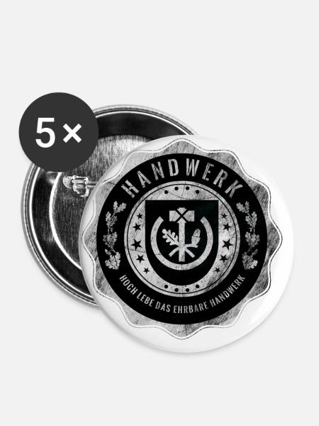 Handwerk, Handwerkerwappen - Buttons groß 56 mm (5er Pack) - Weiß