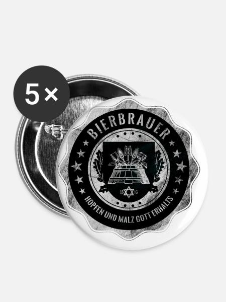 Bierbrauer, Zunft, Handwerk, Wappen - Buttons groß 56 mm (5er Pack) - Weiß
