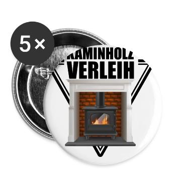Kaminholz Verleih - Buttons groß 56 mm (5er Pack) - Weiß - Vorne