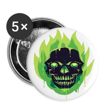 Fearful and beautiful skull on fire design - Buttons large 2.2''/56 mm (5-pack) - white - Front