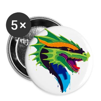 Ein Schönes und Lustiges Drachen Design - Buttons groß 56 mm (5er Pack) - Weiß - Vorne