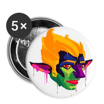 Gruseliges und schönes Gnome Monster Design - Buttons groß 56 mm (5er Pack) - Weiß - Vorne