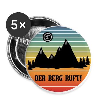 Wandern - Der Berg ruft! - Buttons groß 56 mm (5er Pack) - Weiß - Vorne