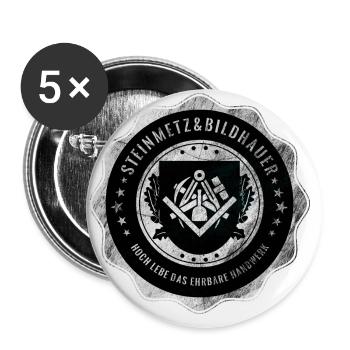 Steinmetz, Bildhauer, Handwerk, Zunftwappen - Buttons groß 56 mm (5er Pack) - Weiß - Vorne