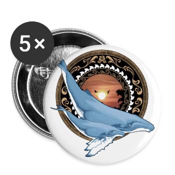 Humpback Whale Hawaiian - Buttons large 2.2''/56 mm (5-pack) - white - Front