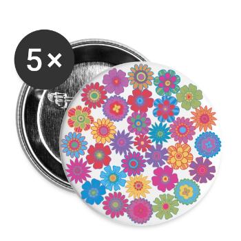 Blumenkreis - Buttons groß 56 mm (5er Pack) - Weiß - Vorne