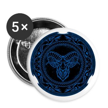 Wikinger Widder Aries - Buttons groß 56 mm (5er Pack) - Weiß - Vorne