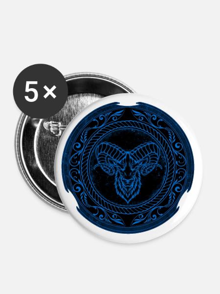 Wikinger Widder Aries - Buttons groß 56 mm (5er Pack) - Weiß