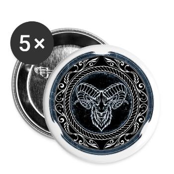 Wikinger Widder Aries - Buttons groß 56 mm (5er Pack) - Weiß - Vorne