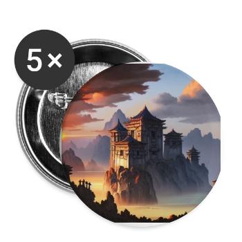 Castle ruin with Asian influence - Buttons large 2.2''/56 mm (5-pack) - white - Front