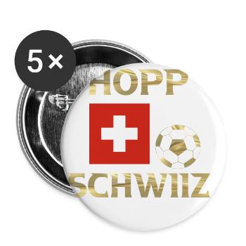 Hopp Schwiiz - Buttons large 2.2''/56 mm (5-pack) - white - Front