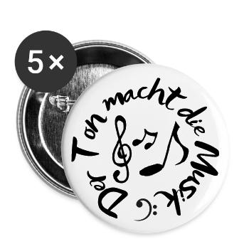 Der Ton macht die Musik - Buttons groß 56 mm (5er Pack) - Weiß - Vorne