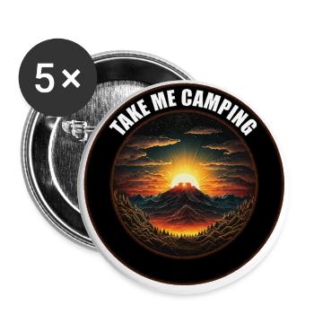 "Take me Camping" Retro Mountains Items - Buttons large 2.2''/56 mm (5-pack) - white - Front