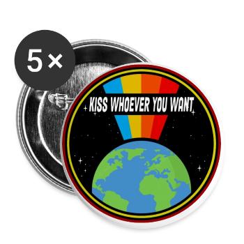 Rainbow Kiss Grafik - Buttons groß 56 mm (5er Pack) - Weiß - Vorne