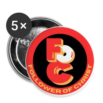 FOC Nachfolger Christi Logo 4 - Buttons groß 56 mm (5er Pack) - Weiß - Vorne
