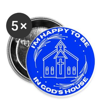 Je suis heureux d’être dans la maison de Dieu logo 3 - Lot de 5 grands badges (56 mm) - blanc - Devant