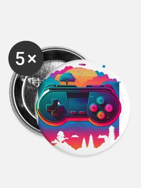 Retro Konsole - Buttons groß 56 mm (5er Pack) - Weiß