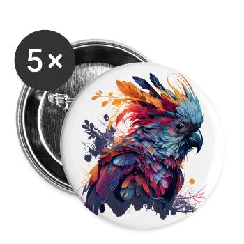 Cacatoès psychédélique dans un look street art coloré - Lot de 5 grands badges (56 mm) - blanc - Devant