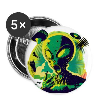 Pop Art Außerirdischer Alien Retro Style - Buttons large 2.2''/56 mm (5-pack) - white - Front