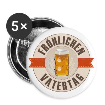 Fröhlichen Vatertag Label - Buttons groß 56 mm (5er Pack) - Weiß - Vorne