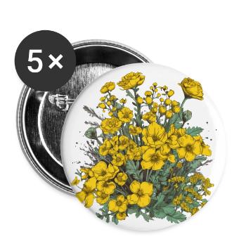 Beautiful boho flowers herbarium bouquet yellow - Buttons large 2.2''/56 mm (5-pack) - white - Front