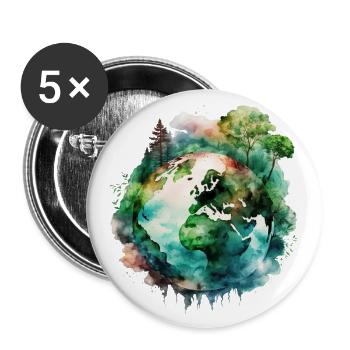 Conservation de la nature de la Terre Mère - Sauver la planète - Lot de 5 grands badges (56 mm) - blanc - Devant