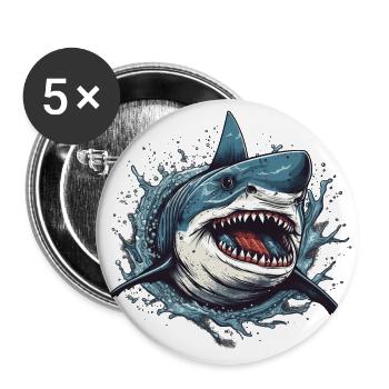 Requin rétro cool juste sauter hors de l’eau - Lot de 5 grands badges (56 mm) - blanc - Devant