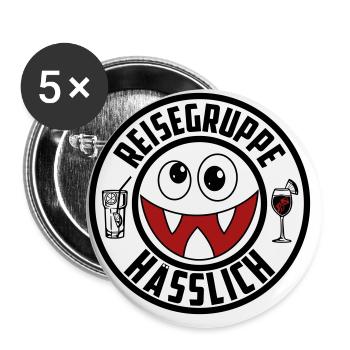 Reisegruppe Hässlich | Farben änderbar - Buttons groß 56 mm (5er Pack) - Weiß - Vorne