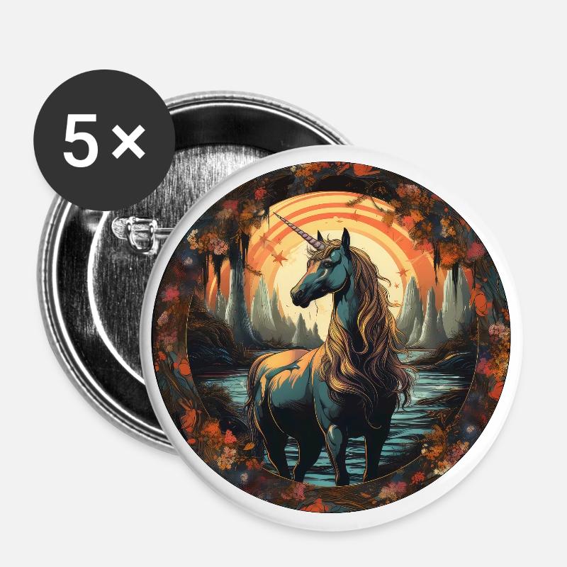 Unicorn - Buttons large 2.2''/56 mm (5-pack) - white