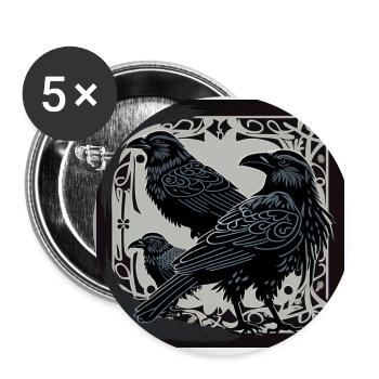 Hugin and Munin - Buttons groß 56 mm (5er Pack) - Weiß - Vorne