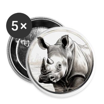 Nashorn - Buttons groß 56 mm (5er Pack) - Weiß - Vorne