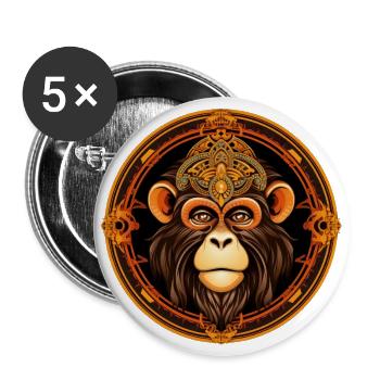 Singe - Lot de 5 grands badges (56 mm) - blanc - Devant