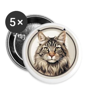 American Bobtail Cat - Buttons large 2.2''/56 mm (5-pack) - white - Front