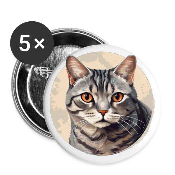 American Shorthair Cat - Buttons large 2.2''/56 mm (5-pack) - white - Front