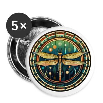 Libellule - Lot de 5 grands badges (56 mm) - blanc - Devant