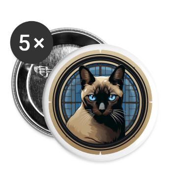 Siamkatze - Buttons groß 56 mm (5er Pack) - Weiß - Vorne