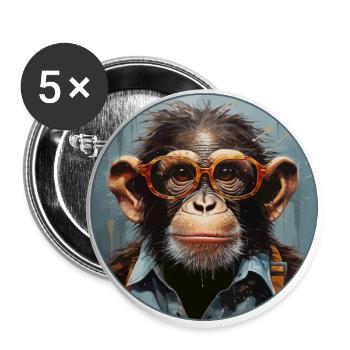 Singe sérieux #5 - Lot de 5 grands badges (56 mm) - blanc - Devant