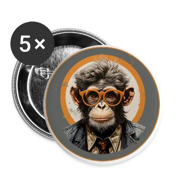 Singe sérieux #9 - Lot de 5 grands badges (56 mm) - blanc - Devant
